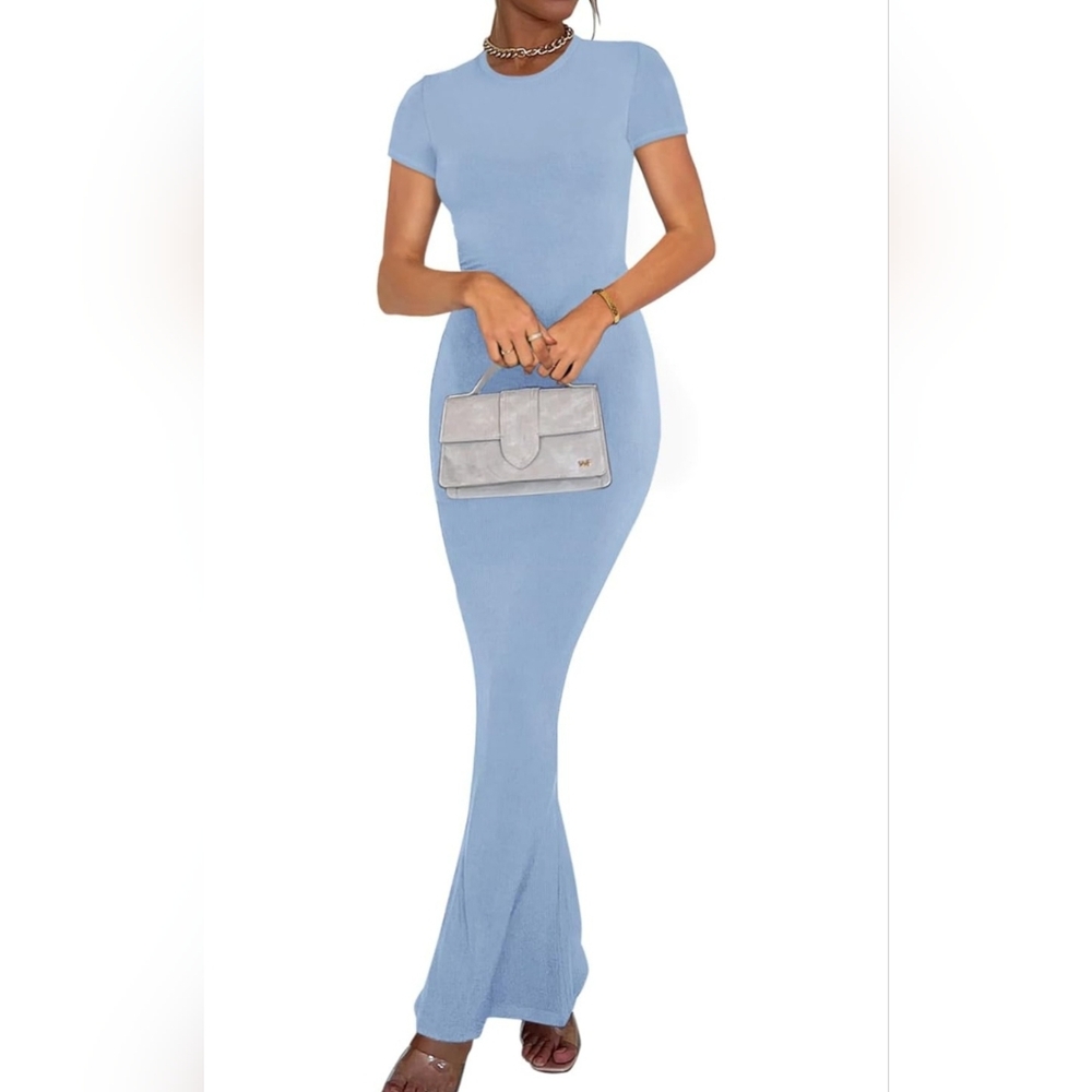 SALE Reoria ribbed crew neck maxi dress